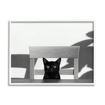 Stupell Industries Black Cat at Kitchen Table Pet Animal Photograph, 16 x 20, Designed by Jon Bertelli
