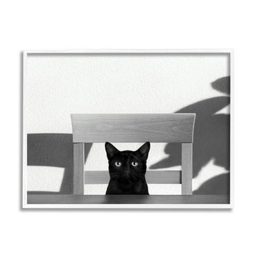 Stupell Industries Black Cat at Kitchen Table Pet Animal Photograph, 16 x 20, Designed by Jon Bertelli