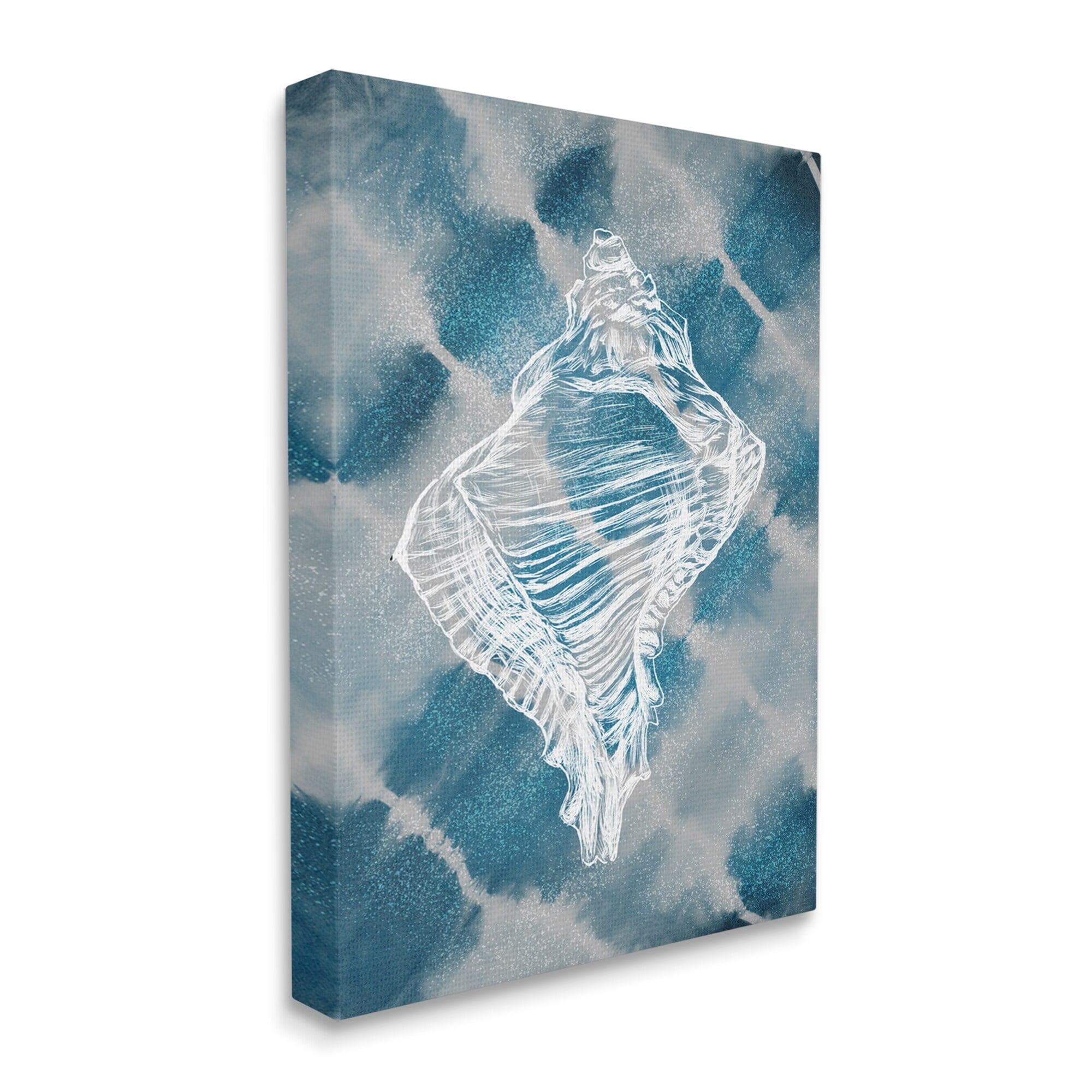 Stupell Industries Conch Shell Vintage Nautical Blue Tie Dye Pattern, 36 x 48,Design by Ziwei Li