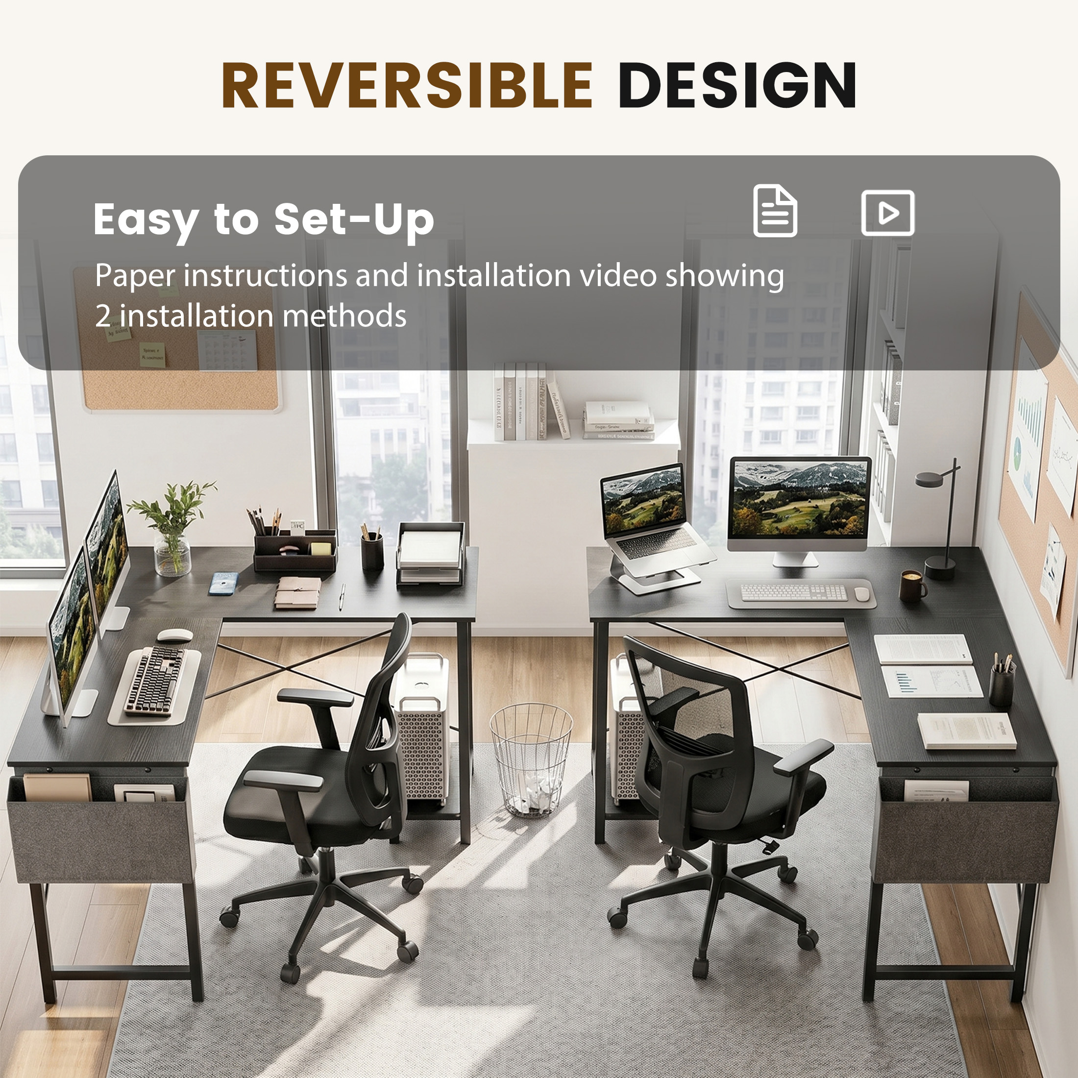 Concetta 49" Reversible L-Shaped Computer Desk with Storage photo 5
