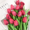 thumbnail image 3 of Clearance Under 5$ Household Imitation, FNGZ Tulip Artificial Decoration Fake Flower Color 10Pc Champagne Purple 10Pc Artificial Flower Latex Real Bridal Wedding Bouquet Home Decoration, 3 of 4