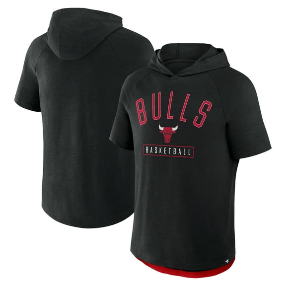 Men's Fanatics Black Chicago Bulls Pass Legend Raglan Hoodie T-Shirt