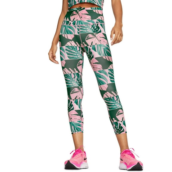 Nike Womens Dri-fit Printed Cropped Full Length Leggings, Multicolor, XS