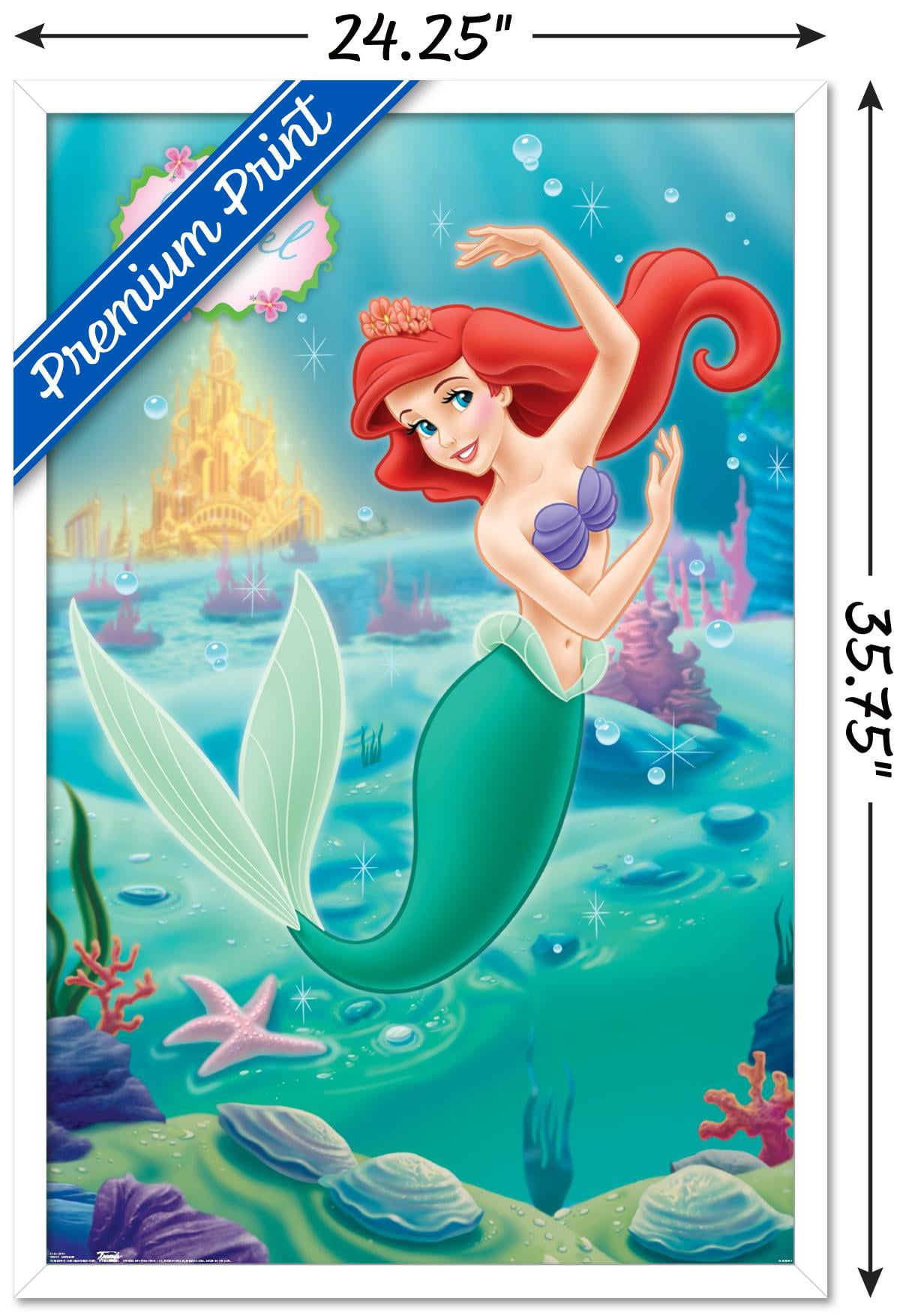 Disney The Little Mermaid - Ariel - Swimming Pose Wall Poster, 22.375" x 34", Framed