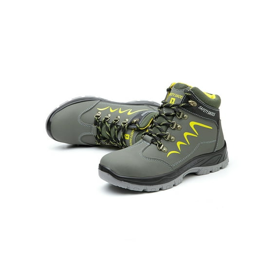 Ymiytan Men Waterproof Work Shoes Outdoor Slip Resistant Puncture-proof Construction Anti-collision Industrial Boots Green 5