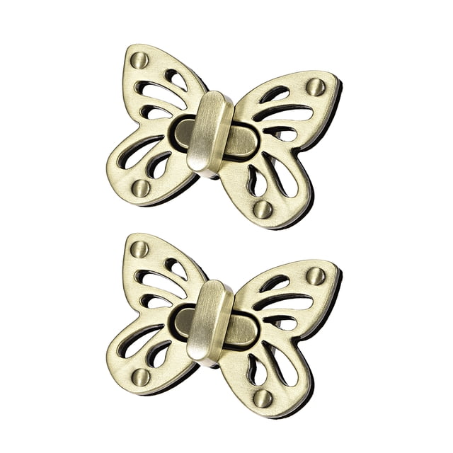 Candados de bolsa Unique Bargains con forma de mariposa, cierre de giro de aleación de zinc para hacer bolsas de bricolaje, latón, 2 piezas