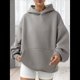 thumbnail image 4 of Sudadera Holgada de Larga con Capucha para Mujer, Estilo Informal, para Otoño e Invierno. Gris XL, 4 of 7