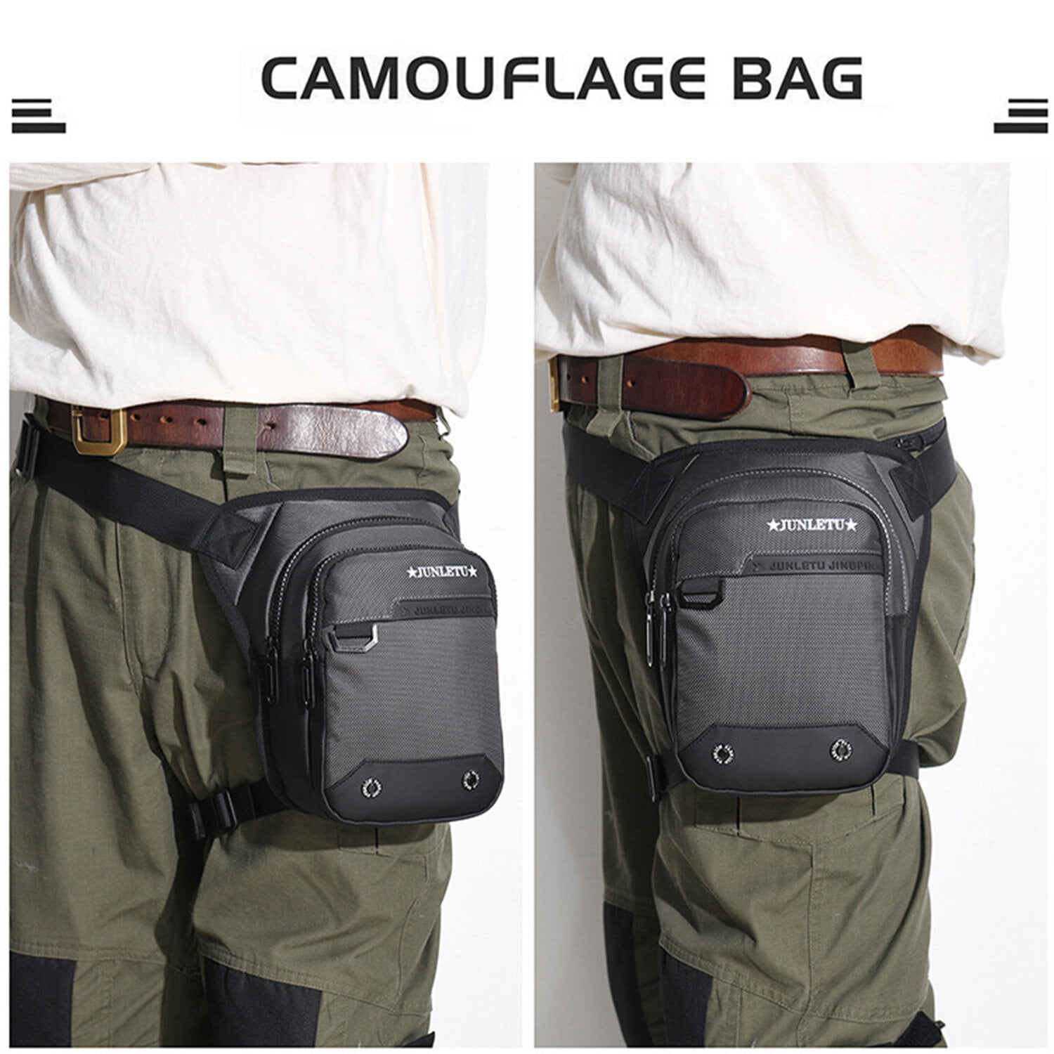 KAWELL Mens Waist Bag Fanny Pack Drop Leg Bag Thigh Bag Pouch Tactical Motorcycle Riding Waterproof Outdoor Sport