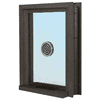 CRL C0EW2436DU Dark Bronze 28" Wide x 38" High Bullet Resistant Clamp-On Exterior Window With Speak-Thru and Shelf With Deal Tray Protection Level 1