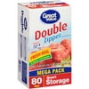 Great Value Double Zipper Food Storage Bags, Quart, Mega Pack, 80 Count
