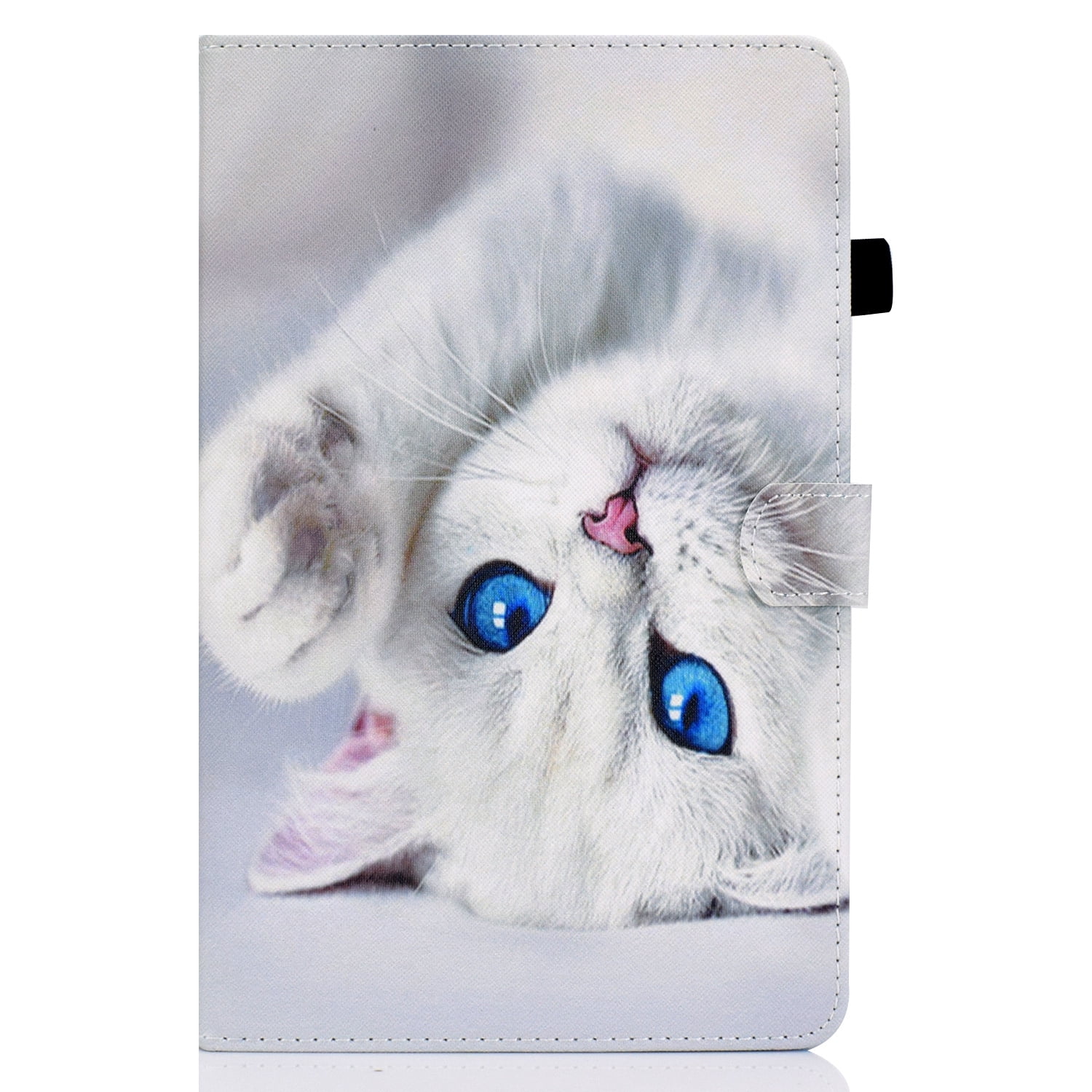 Dteck for iPad 10th Generation 10.9 Inch 2022, Cute Pattern PU Leather Folio Case Flip Stand Cover with Card Slots Pencil Holder for Apple iPad 10th Gen, White Cat