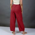 thumbnail image 6 of AHTJRT Women's Linen Boho Pants Summer Casual Loose Fit High Elastic Waisted Trousers with Pockets Fashion 2026 Cargo Lounge Harem Pants Red L, 6 of 6