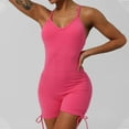 thumbnail image 4 of IROINNID Rompers for Women Shorts Casual Elastic Romper Jumper Beach Sleeveless Straight Jumpsuits Summer Loose Vacation Outfits(Pink,XL), 4 of 4