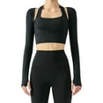 thumbnail image 6 of Women's Stretch Cutout Yoga Sports Jacket Long Sleeve Crop Top T Shirts with Thumb Holes, 6 of 8