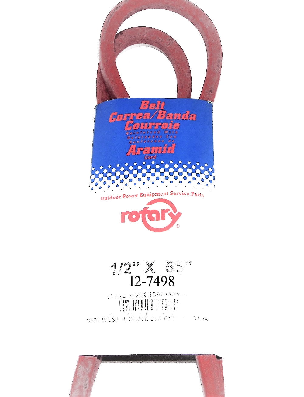 7498/4L550 Rotary Belt (1/2"X55") Compatible With MTD 7540208, 754