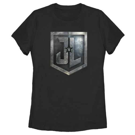 Women's Zack Snyder Justice League Stone Shield Logo Graphic Tee Black Large