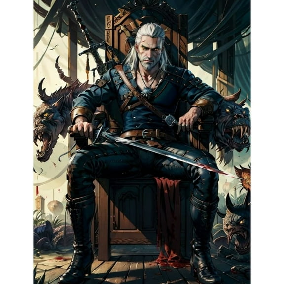 Diamond Painting Kits for Adults Witcher Theme Full Drill DIY Diamond Art for Adults Beginners Picture Art Crystal Painting for Home Wall Decor