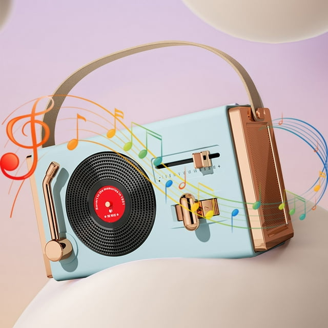 COFEST Retro Bluetooth Stereo Portable Outdoor Home Stereo Classical Portable Plug-in U Disk Stereo Blue