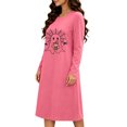 thumbnail image 5 of Taqqpue Womens Halloween Cotton Nightgown Long Sleeves Round Neck Sleepshirt Print Nightshirt Casual Plus Size Knee Length Sleep Dress Pullover Halloween Pumpkin Printed Sleep Shirt for Women, 5 of 6