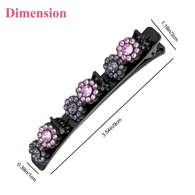 TSV 10pcs Sparkling Crystal Stone Braided Hair Clips with 3 Small Clips for  Women Girls 