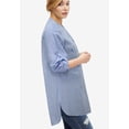thumbnail image 3 of Ellos Women's Plus Size Striped Henley Tunic Oversized Long Top Wear with Leggings, 3 of 6