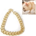 thumbnail image 1 of Collar metálico para mascotas, joyería para mascotas, collar de felpa para gatos y perros, estilo francés, cadena dorada grande de 45 cm + 7 cm., 1 of 5