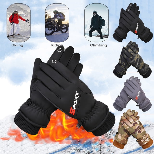 Fiudx Guantes de Invierno, Mitones Térmicos a Prueba de Viento, Dedos Conductores para Usar El Teléfono, Forro Polar Suave, Esquí, Ciclismo, Actividades Al Aire Libre, para Hombre y Mujer, Ajuste Elá