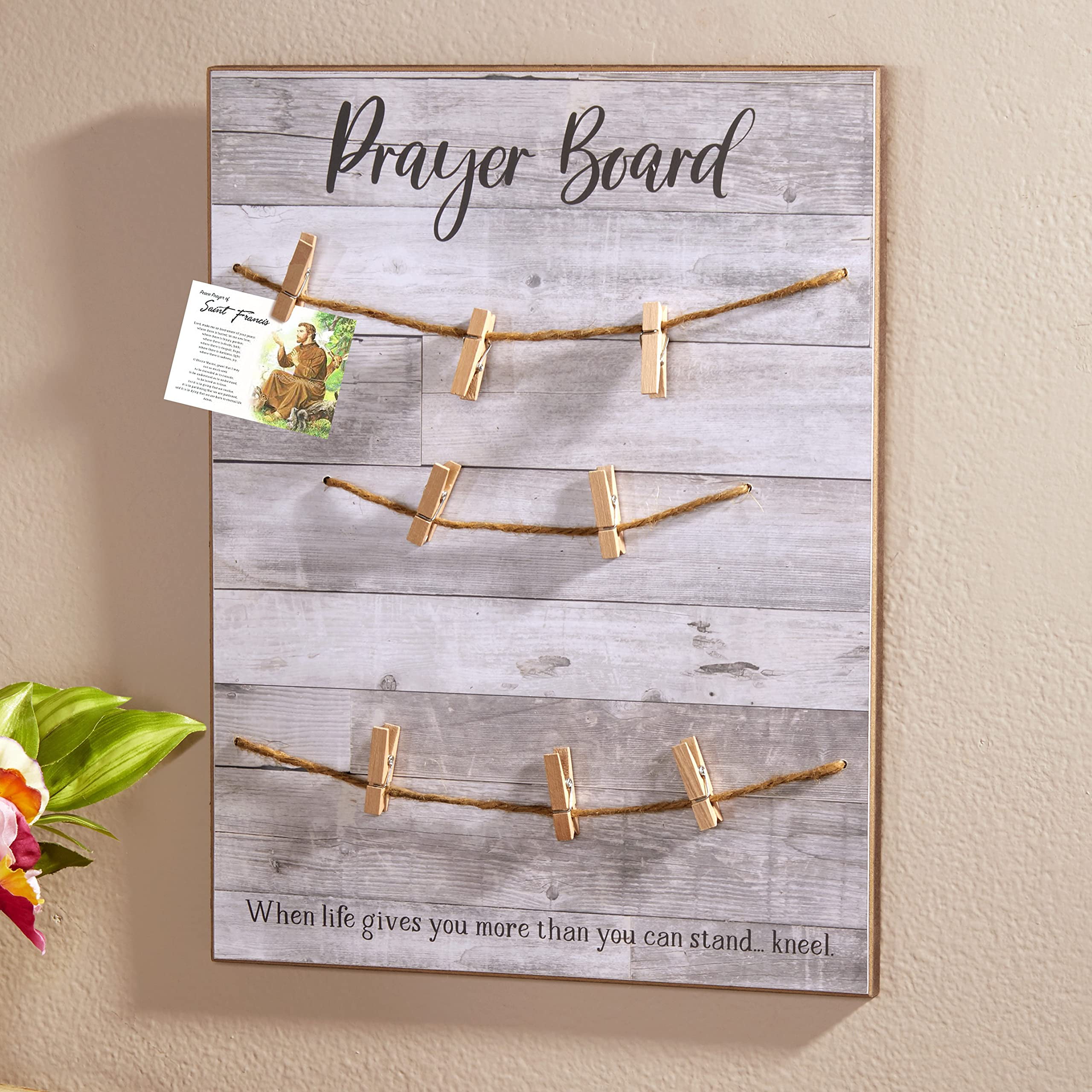Wall Hanging Prayer Reminder Board with Prayer Notes Clips for Sharing