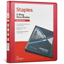 Staples Standard 1" 3-Ring View Binder Red (58652)