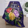 thumbnail image 2 of Happy Birthday Mom Throw Blanket, Soft Cozy Fleece Blanket with Floral Birthday Print, Lightweight Warm Blanket for Couch Bed Sofa, for Mothers, 50x60 in, 2 of 5