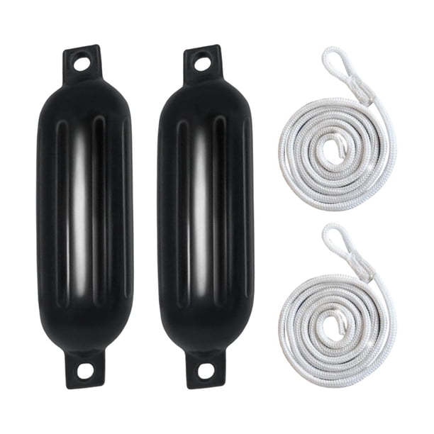 2 uds guardabarros para barcos parachoques para barcos cuerdas de 9,5mm x 2M PVC fácil de instalar guardabarros inflables G1 para lanchas rápidas Cuerda Negra G1 Blanca