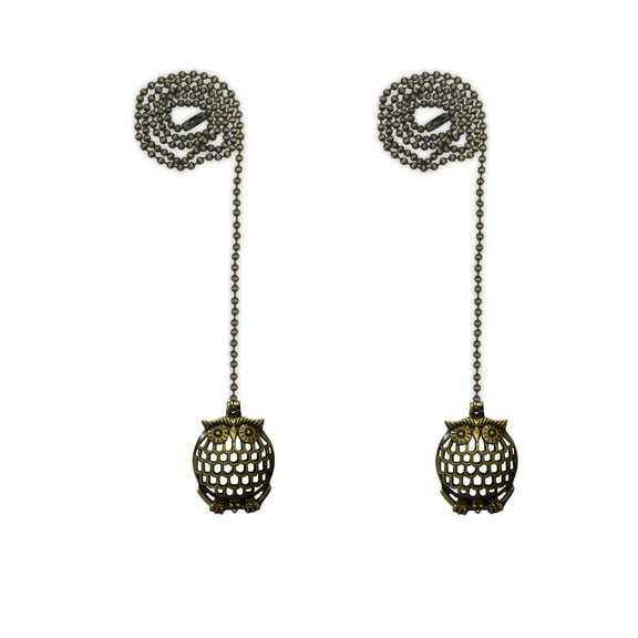 Royal Designs 24 in Adjustable Ceiling Fan Pull Chain Extension with Wise Owl Ornament, Antique Brass, Set of 2
