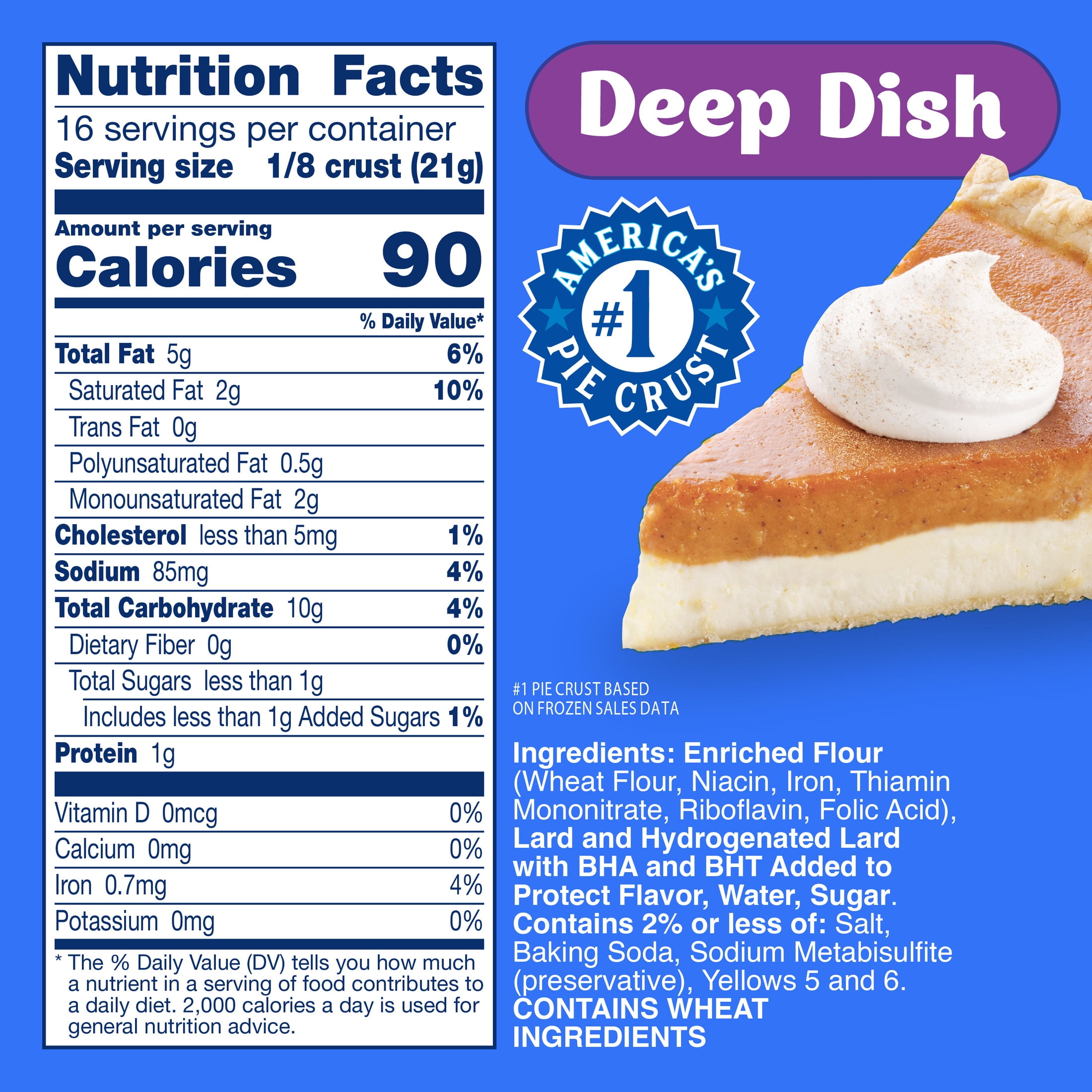 Pillsbury Frozen Pie Crust, Deep Dish, Two 9-Inch Pie Crusts and Pans, 2 Count, 12 oz