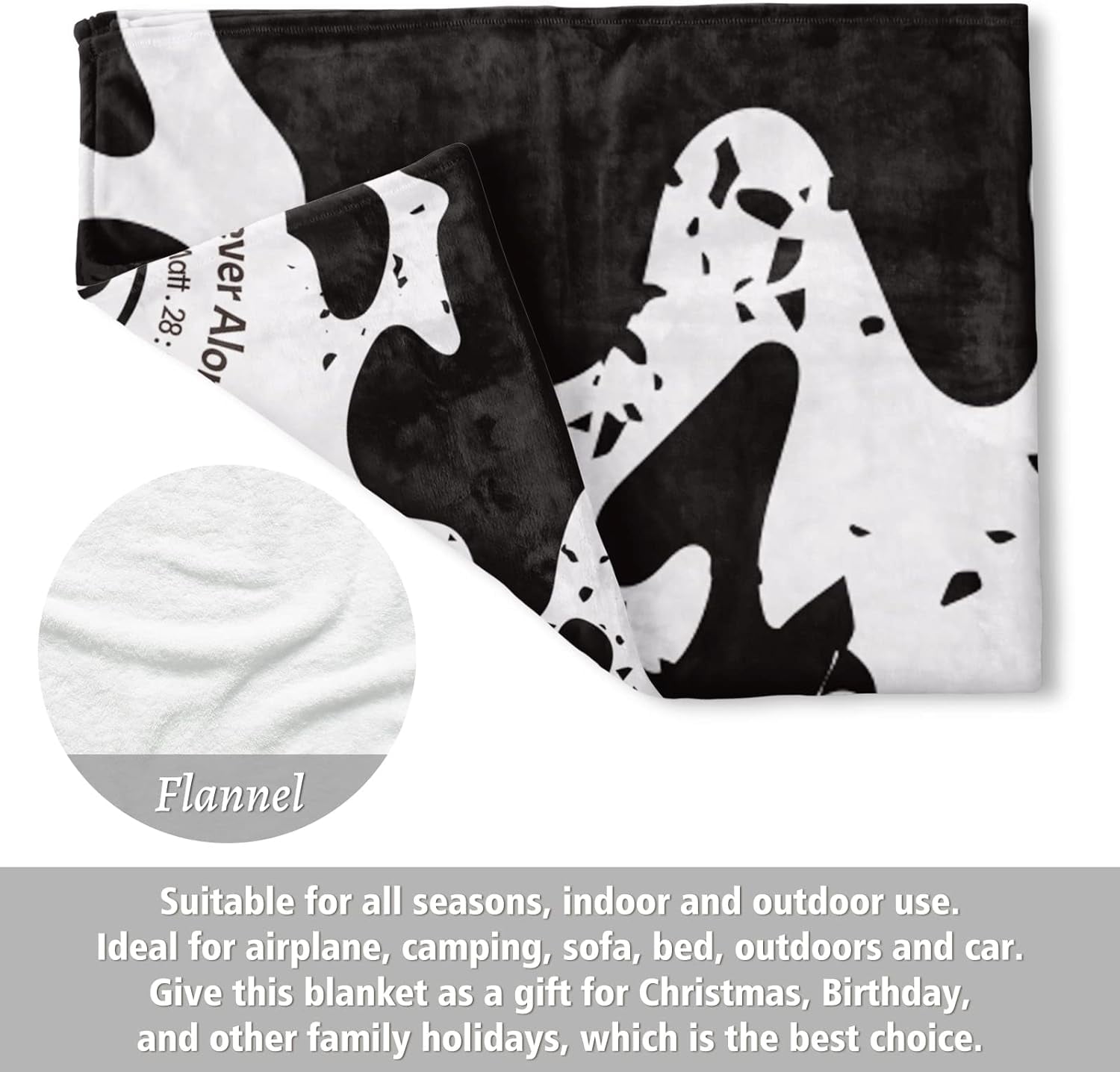 Cow Gifts for Women, Bible Verse and Cow Print Blanket, Christian Inspirational Gifts, Gift for Women on Birthday Wedding Christmas, Soft Flannel Blanket 50'' x 60''