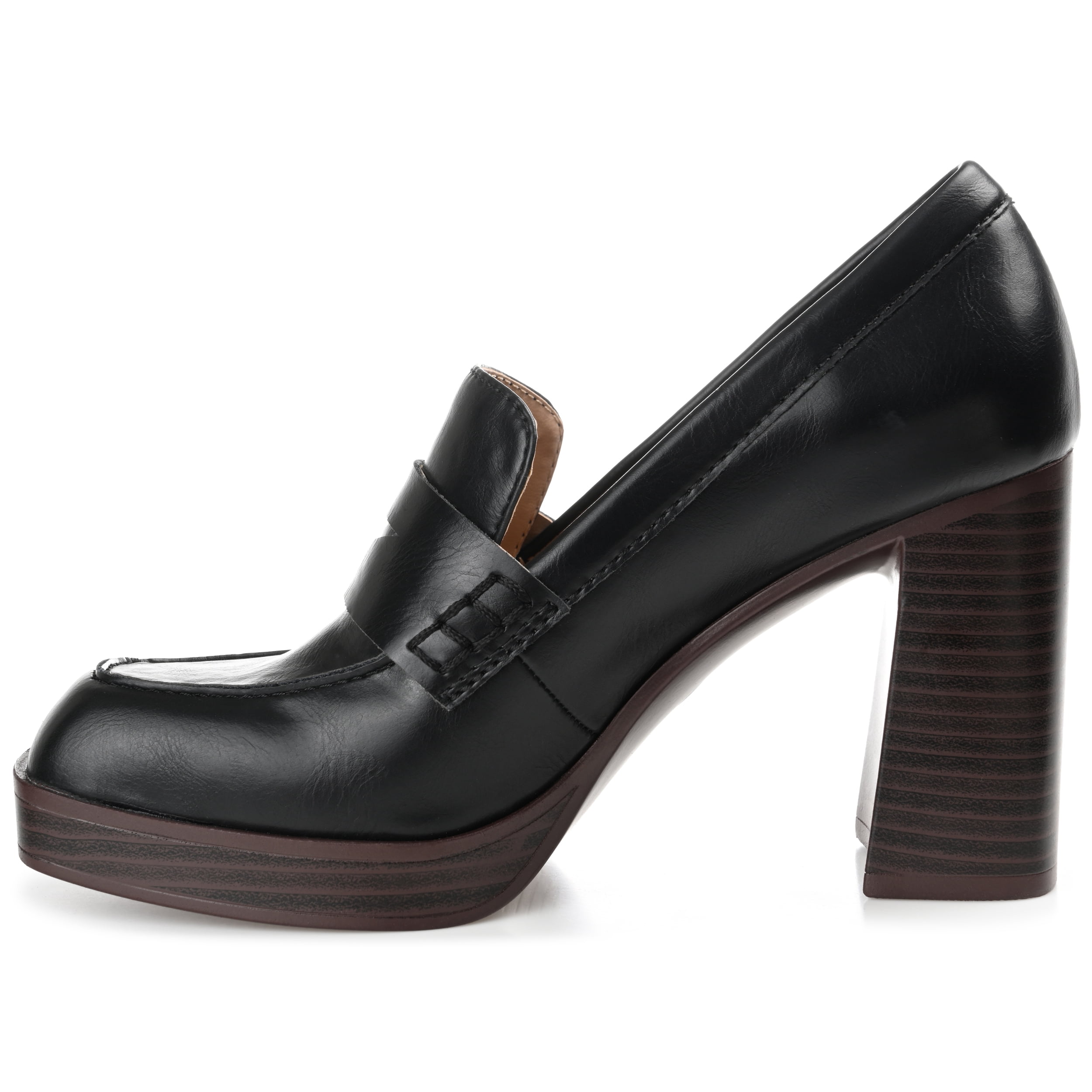 Journee Womens Ezzey Loafer Mid Stacked Heel Square Toe Pumps, Widths Available