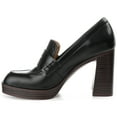 thumbnail image 3 of Journee Womens Ezzey Loafer Mid Stacked Heel Square Toe Pumps, Widths Available, 3 of 9