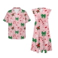thumbnail image 4 of Uorisanigo Candy Canes Couple Matching Outfit Christmas Bow Button-Down Shirt for Men Men's Short Sleeve Beach Shirt and Womens Midi Dress Size XS V-neck Summer Dresses, 4 of 7