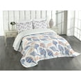 thumbnail image 3 of Ambesonne Ocean Quilted Bedspread Set 3 Pcs, Abstract Marine Seashells, King Size, Navy Blue Marigold, 3 of 5