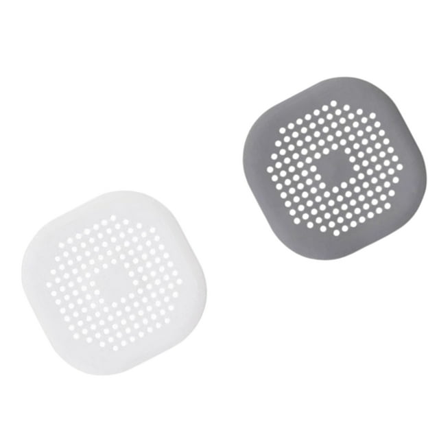 QualitChoice 2 Pieces Shower Drain Covers Square Shape Hair Catcher Anti-blocking Strainer Stoppers with Suction Cup for Bathroom 14x14cm 1Set