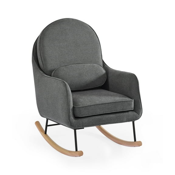 Delta Children Ella Rocker with LiveSmart Evolve Fabric,Stone Grey/Black & Natural Base