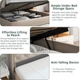 thumbnail image 3 of Queen Lift Up Bed Frame with Charging Station & LED Lights, Upholstered Bed with Button Tufted Wingback Storage Headboard, Hydraulic Storage, No Box Spring Needed, Wood Slats Support, 3 of 4