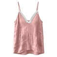 thumbnail image 3 of Ecqkame Tank Tops for Women V Neck Lace Trim Adjustable Spaghetti Strap Cami Top Solid Casual Sleeveless Summer Blouse Pink XL, 3 of 8