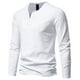 thumbnail image 1 of Blusas y camisas de manga larga con cuello en V para hombre, estilo casual, de color liso, con empalme, de manga larga y cuello en V, de poliéster y algodón., 1 of 4