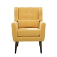 thumbnail image 4 of Modern Chenille Accent Chair, Living Room Chairs with Pillow& Thick Cushion, Comfy Reading Chair with Square Arm for Living Room Bedroom, Yellow, 4 of 9