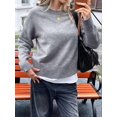 thumbnail image 5 of Women'S Crew Neck Pullover Sweaters, Long Sleeve Knit Tops with Fake Two-Piece Design for Fall Winter Dark Gray S, 5 of 7