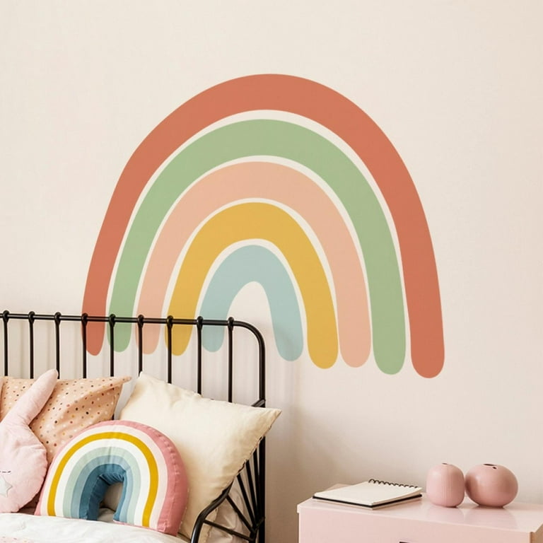Watercolor Pastel Rainbow Kids Wall Decals Rainbow Wall Decal Kids Wall  Sticker Home Decor Bedroom Wall Decor Removable Self-adhesive Wall Stickers