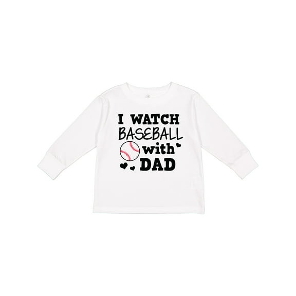 Inktastic I Watch Baseball with My Dad Boys or Girls Long Sleeve Toddler T-Shirt