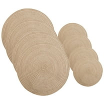 Koolleo 8pcs Dining Table Round Placemat Practical Tableware Mat Nordic Style Woven Cushion for Kitchen Ware