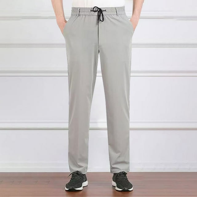 Pantalones largos de verano para hombre, de pierna recta, para uso diario, finos, informales, de negocios, de poliéster.