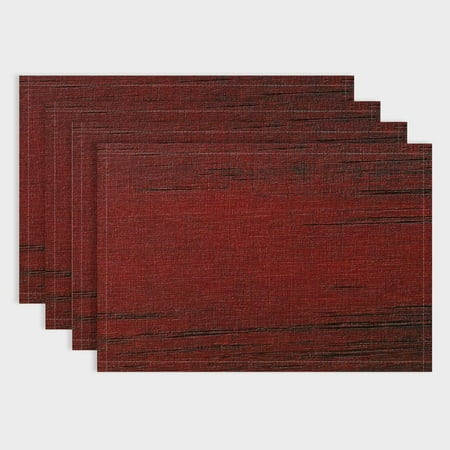 

Pratyus Wood Texture Table Mats Linen Party Placemat Set of 4 for Birthday Parties Christmas Restaurants Buffets - Home Decoration 18x12in